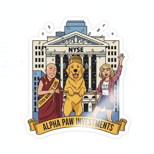 A golden retriever, the Dalai Lama, and Taylor Swift ring the bell at the New York stock exchange for their new company